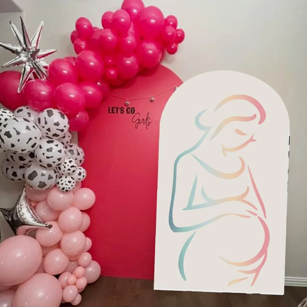 المرأة الحامل صورة ظلية غطاء قوس صورة خلفية استحمام الطفل على الوجهين التصوير خلفية غطاء استوديو الصور