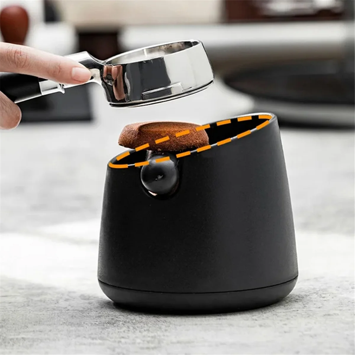 Busta per caffè con barra in gomma Contenitore per fondi di caffè espresso di grandi dimensioni Contenitore per schiuma di caffè antiscivolo per rifiuti (nero)