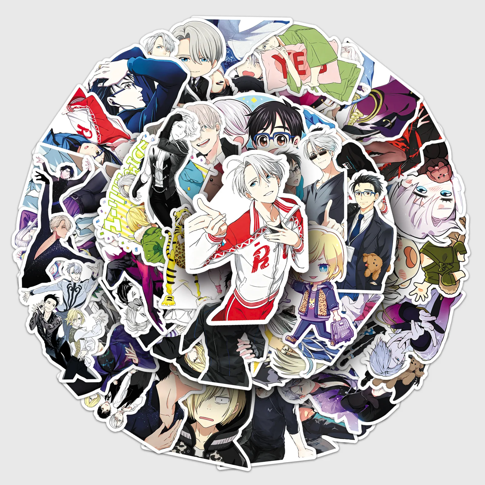 50Pcs Anime Yuri on Ice Japanese Cartoon Creative Waterproof Decor Stickers for Notebook & Water Cup