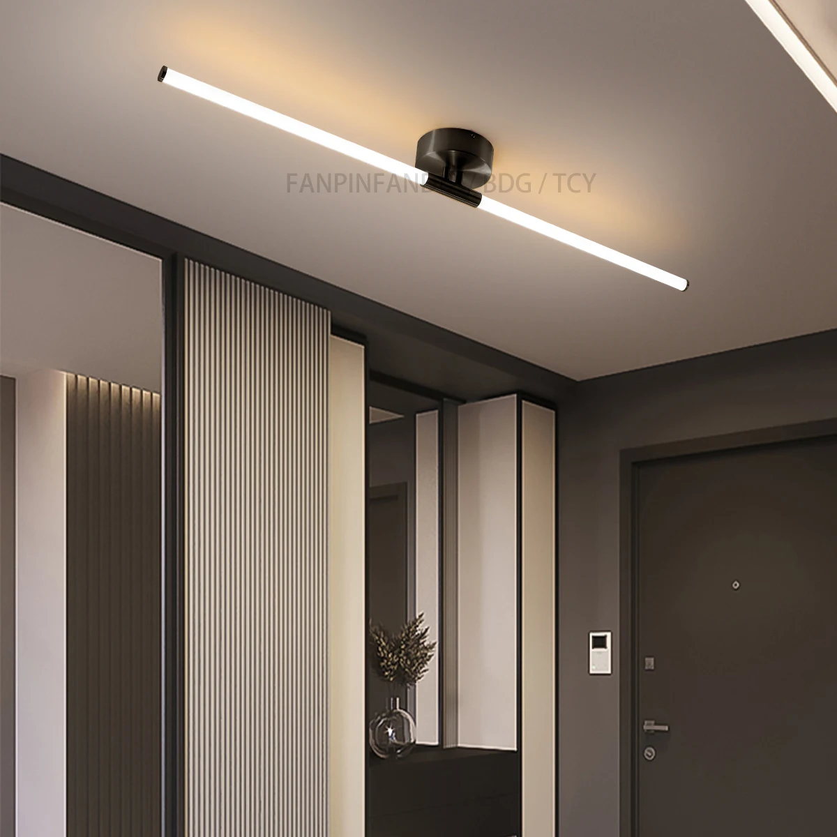 FPFD Black Led long wall lamp living room background wall bedroom bedside wall lamp modern minimalist line lamp