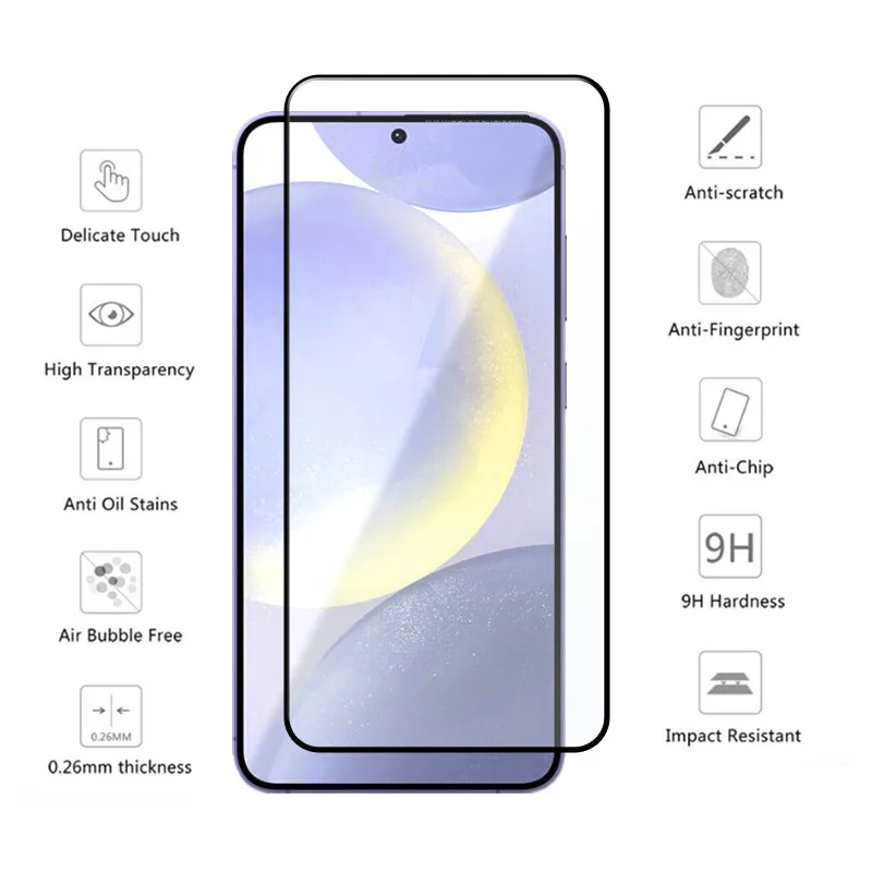 Screen Protector For Samsung Galaxy S24 Plus S24 Tempered Glass 9H Narrow Edge Film For Samsung S24Plus S24 Soft Camera film