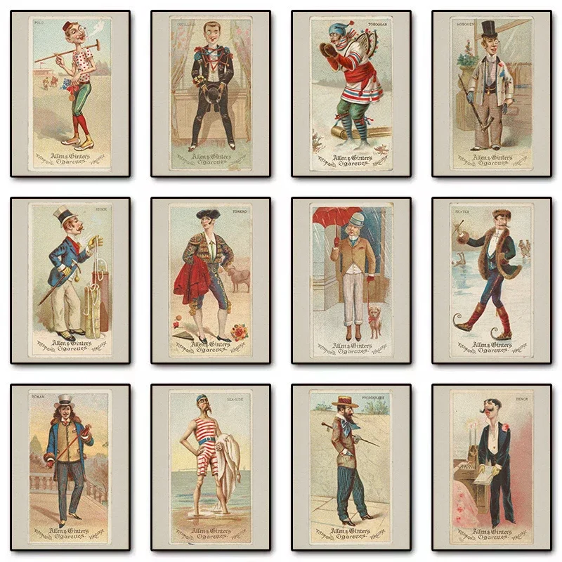 Vintage Victorian Era World Classic Costume Figure History Illustration Poster Canvas Painting Wall Art Pictures Home Decor