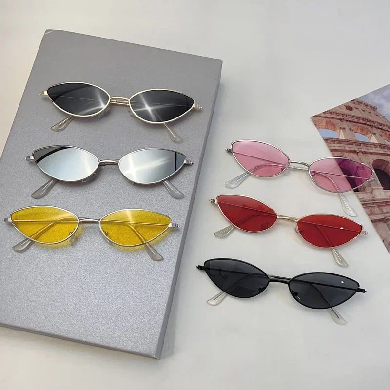 KAMMPT خمر عين القط النظارات الشمسية النساء ريترو شيك حافة معدنية العلامة التجارية مصمم نظارات شمسية العصرية بلون ديكور خارجي ظلال #5