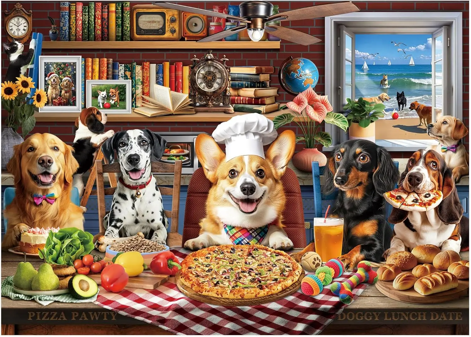 

500 Piece Jigsaw Puzzle for Adults, Dogs Dinner Party, Fun Animal Puzzle, Family Game Night, Home Decor