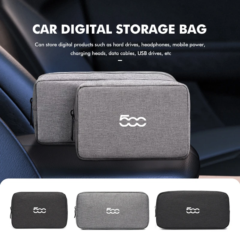 Organizador de cables portátil, bolsa de almacenamiento impermeable, estuche Digital para Fiat Panda Freemont Linea Strada Ducato Egea Croma Abarth