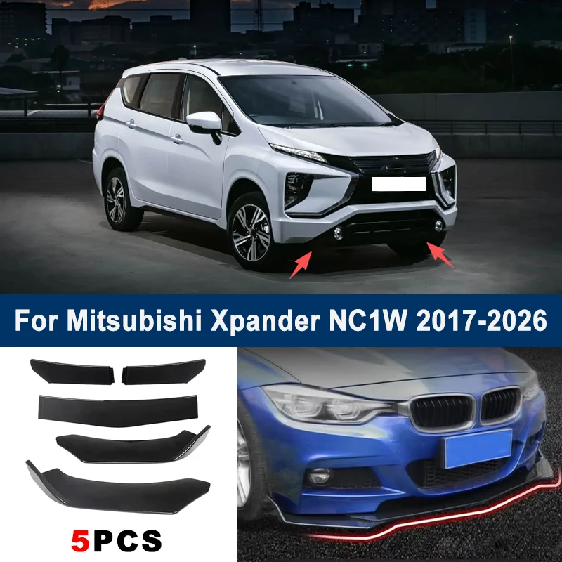 For Mitsubishi Xpander NC1W 2017-2026 model, adjustable 5PCS front bumper lip spoiler protection decorative kit, car body kit
