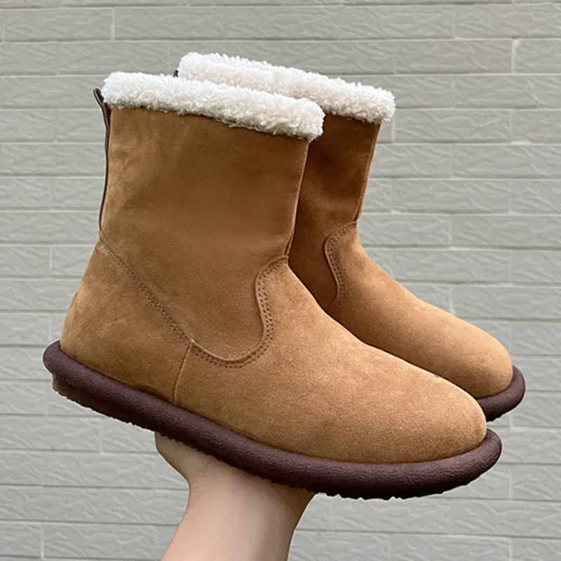 2023 Women\'s short boots Women\'s winter warm plush snow boots suede leather shoes women\'s comfortable women\'s shoes