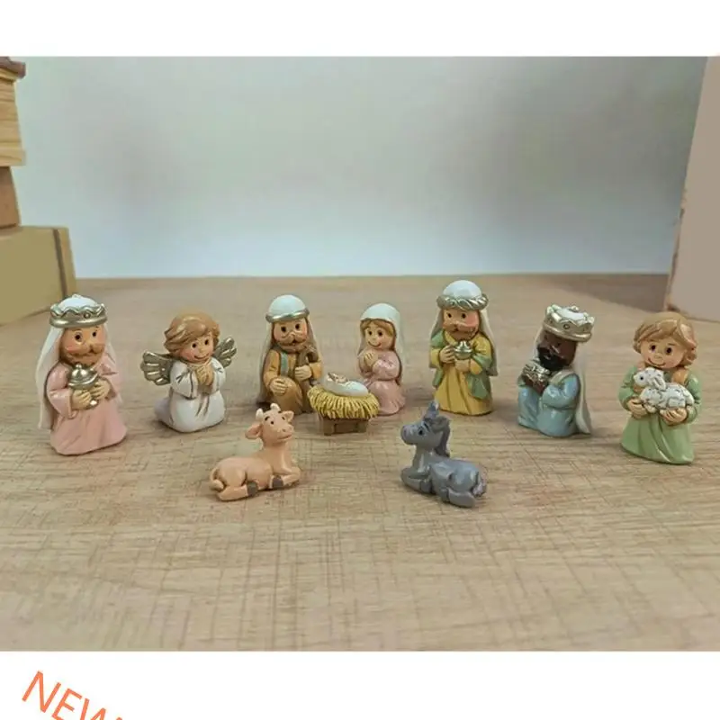 Baby Jesuses Holy Family Statue Miniature Christmas Nativity Scene Sculpture Xmases Indoor Home Table Holiday Decors
