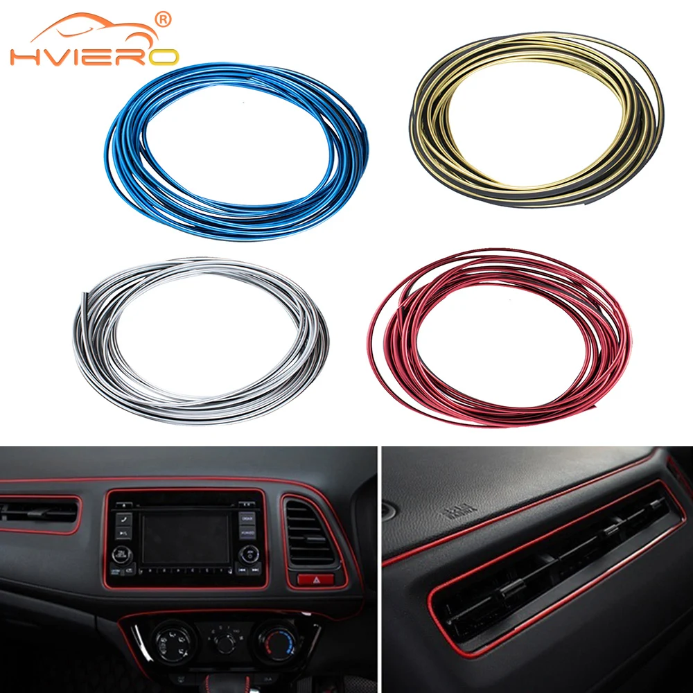 Universal Moulding Decoration Flexible Strips 5M Interior Auto Mouldings Car Cover Trim Dashboard Lamp Door Edgein Styling Tools