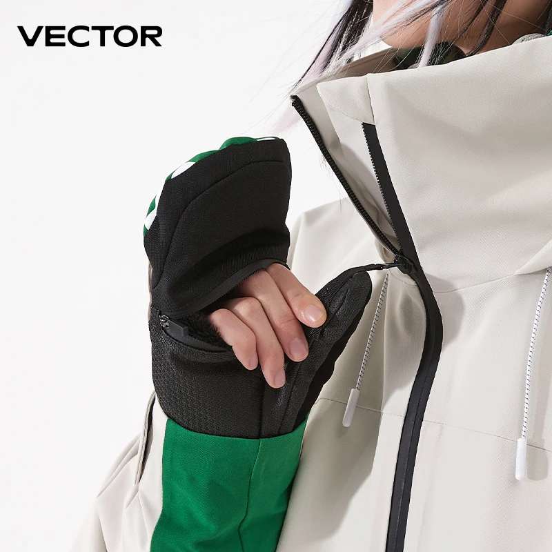 Vector Women Men Outdoor Double Board Snowboard Kevlar Waterproof Wear-resistant Semi Detachable Gloves 3M Cotton