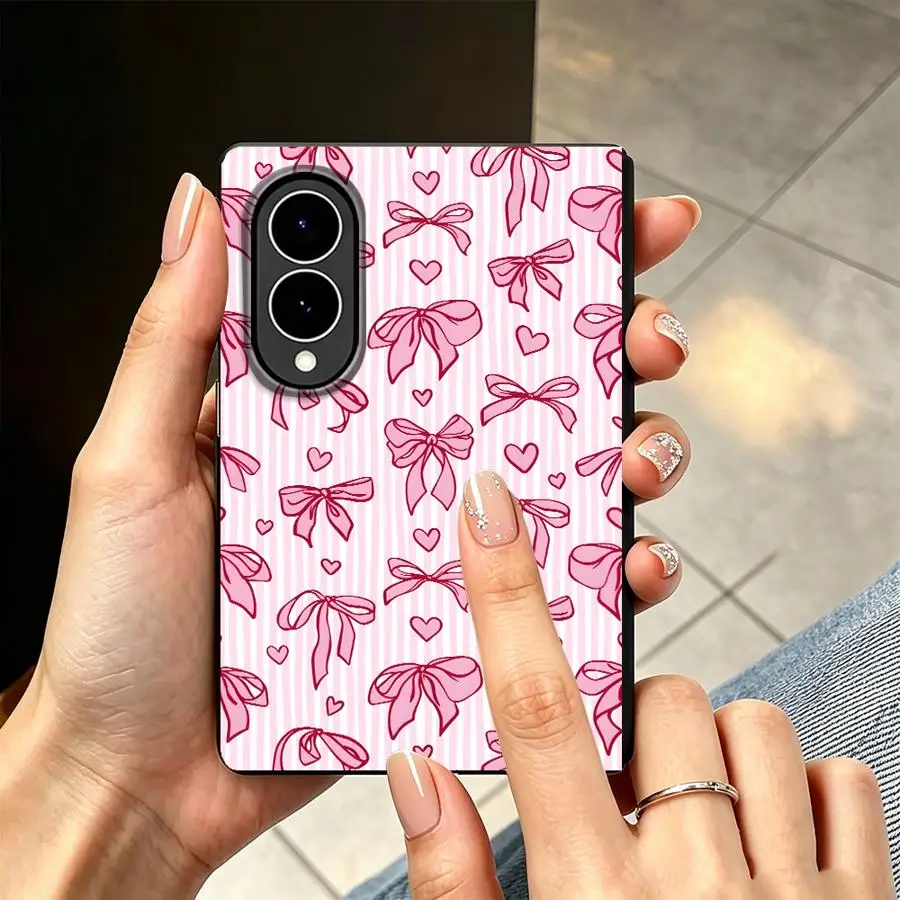 Cartoon Pink Bow Luxury Phone Cover Case for Samsung Galaxy ZFold8 ZFold Wide Z Fold8 Wide Z Fold 8