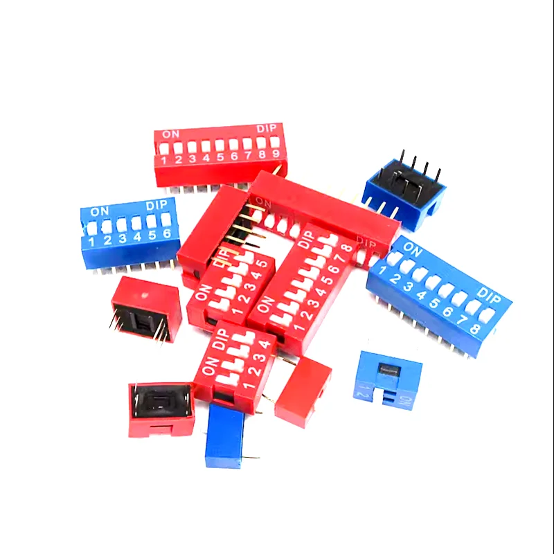 10pcs Slide Type Switch Module 1 2 3 4 5 6 7 8 10 12PIN 2.54mm Position Way DIP Pitch Toggle Switch Blue Snap Switch Dial Switch