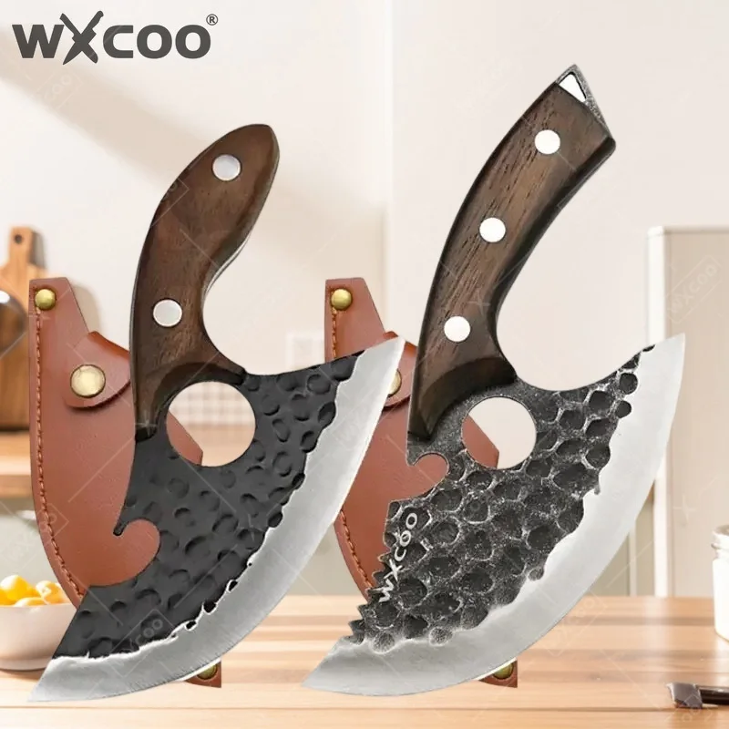 WXCOO Professional Kitchen Knives Butcher Slicing Knife Stainless Steel Hand Forged Boning Knife Meat Cleaver Fruit Paring Knife