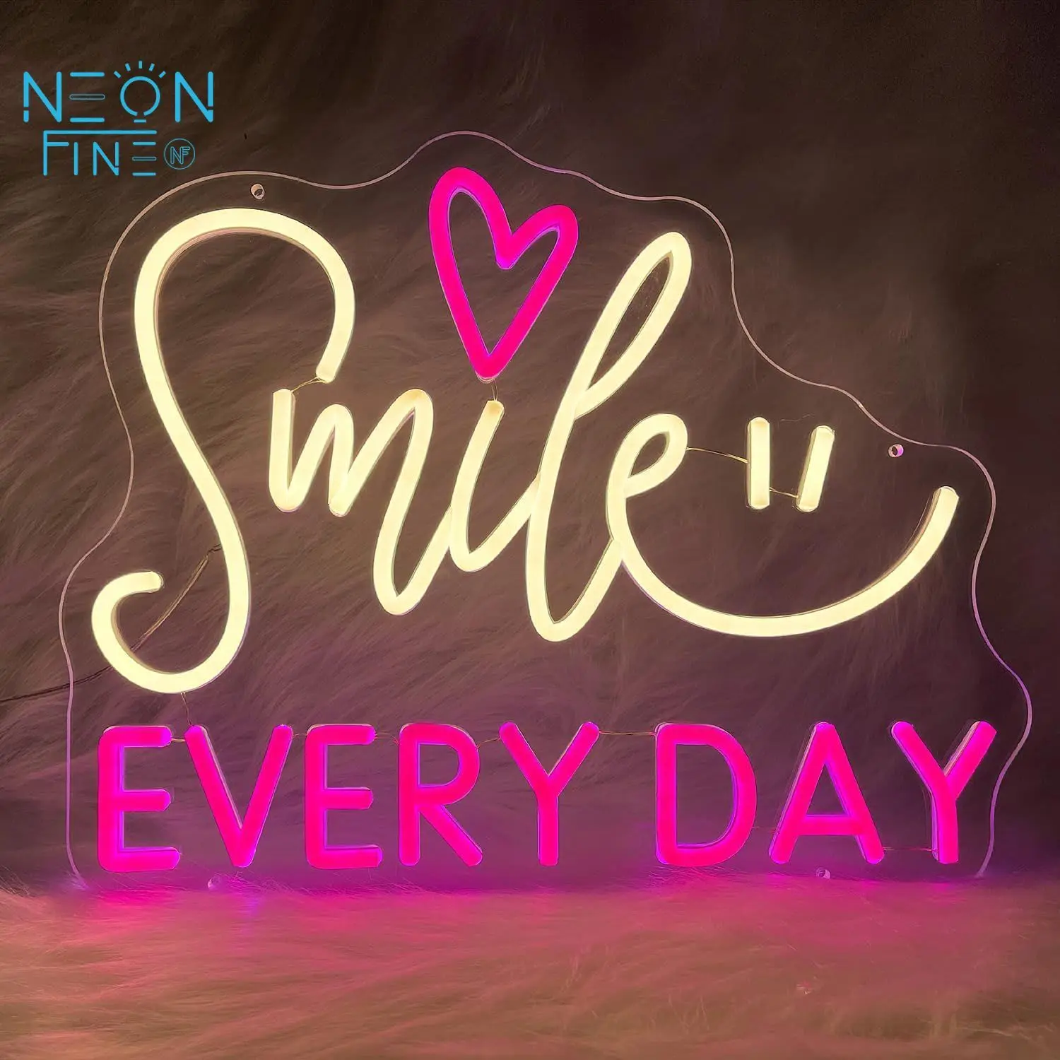 

Smile Every Day Neon Sign for Bedroom Decor USB Dimmable LED Wall Hanging Neon Light for Wedding Proposals Party Classroom Decor