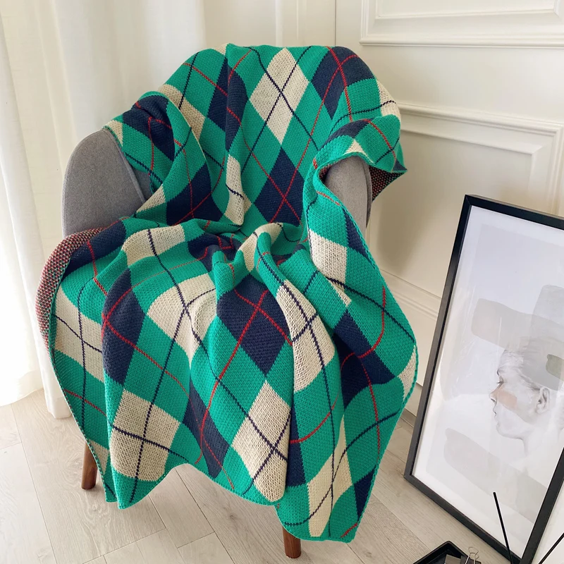 Summer Thin Light Luxury Plaid Shawl Blanket Office Siesta Air Conditioning Blanket Trend