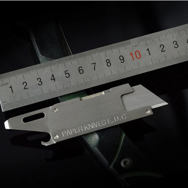 Push-Pull-Messer aus Edelstahl mit austauschbarer Klinge, multifunktionaler Flaschenöffner, Schraubendreher, EDC Express Box Knife Surviva – Detail 4