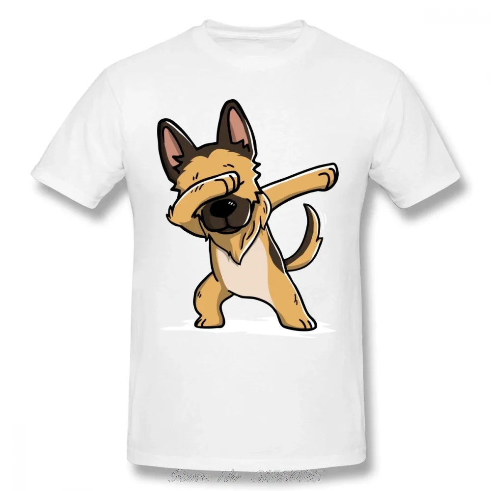 Dabbing German Shepherd Hip Hop Tshirt For Men Plus Size Digital Print Team Camiseta Men Cotton Tees Streetwear tee shirt homme