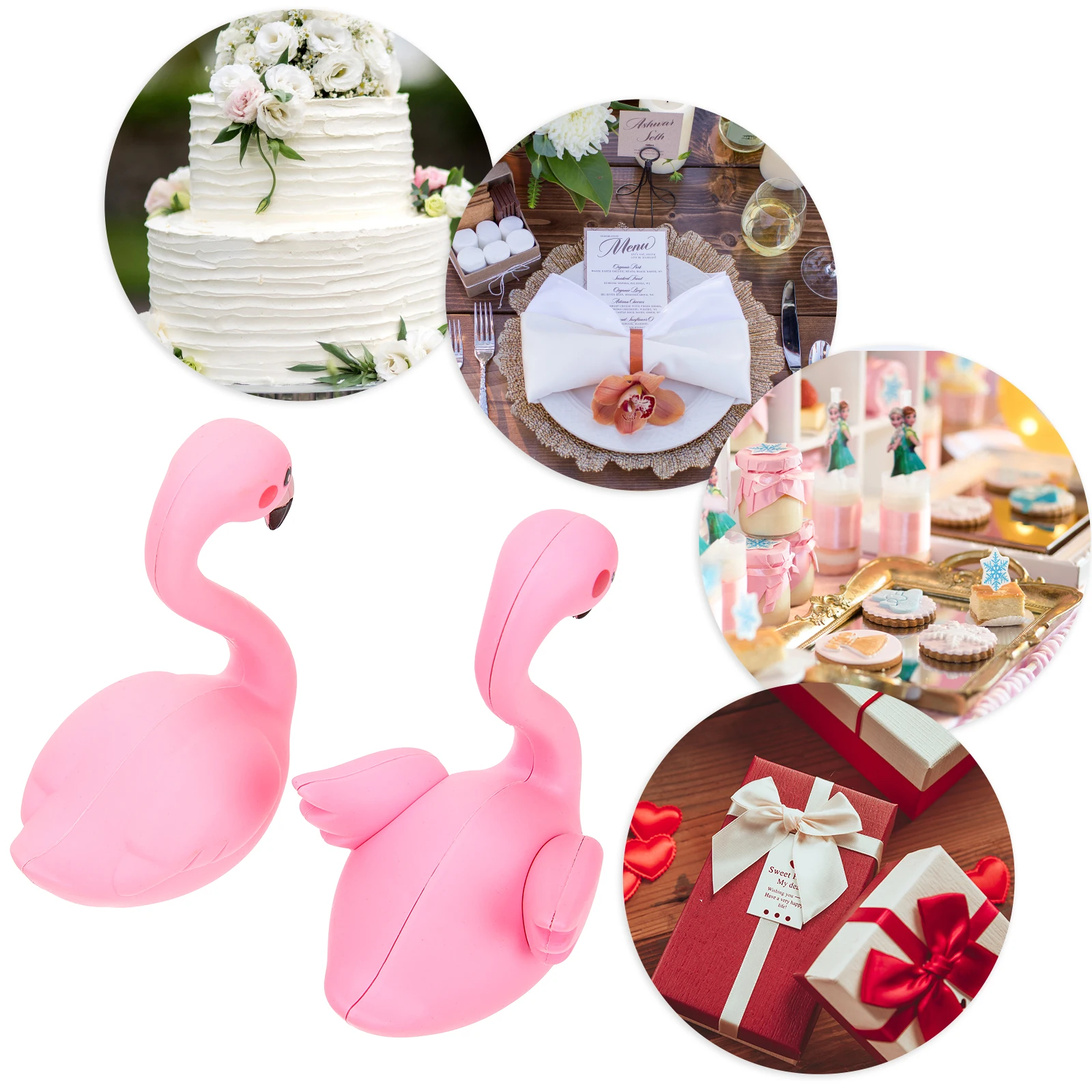 Decoraciones de flamencos, estatuas de jardín rosas, decoración de patio al aire libre, figuritas de pájaros y paisaje, adornos para magdalenas tropicales, regalo para pareja, 2 uds.