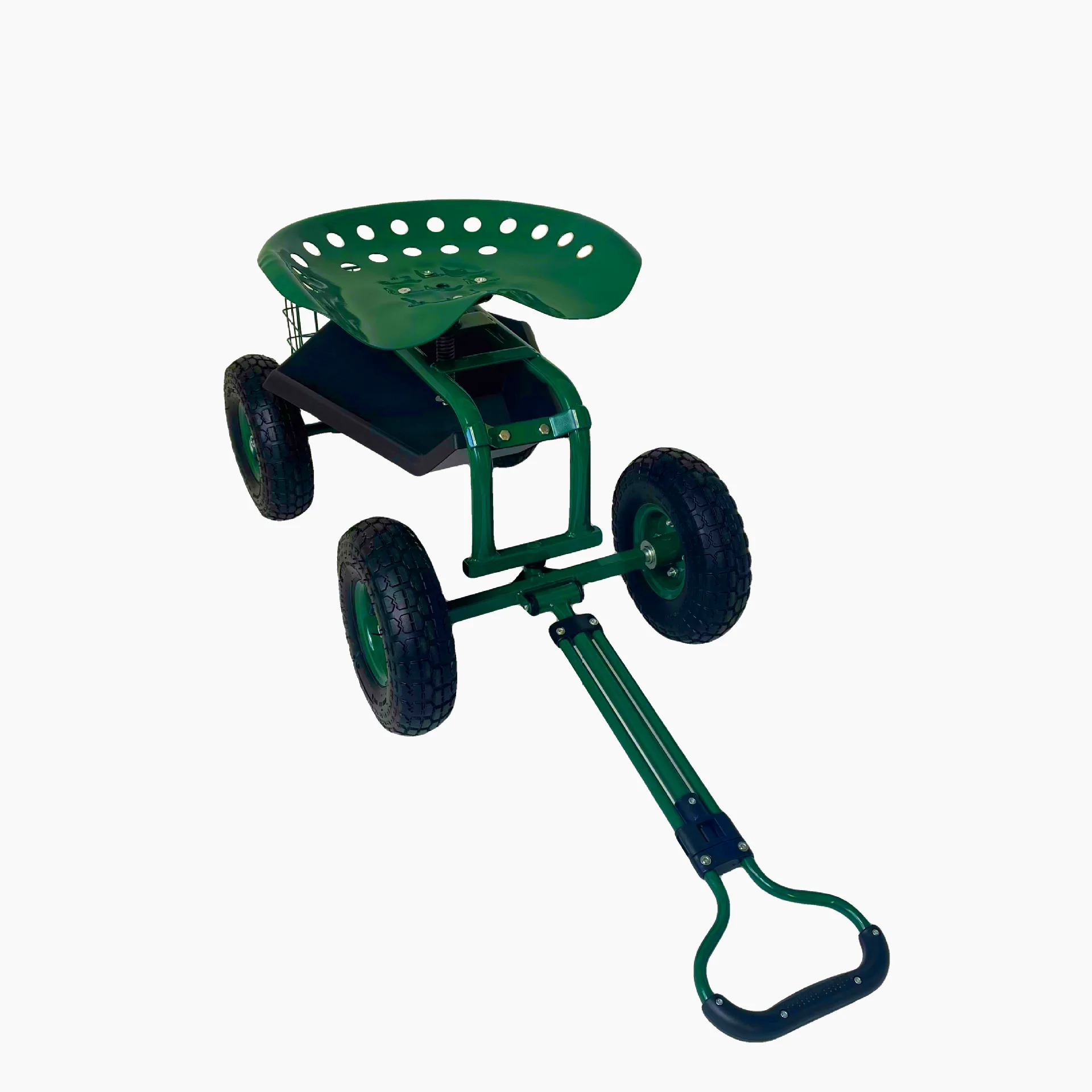 Garden seat car, retractable handle, rotating seat, lifting adjustment