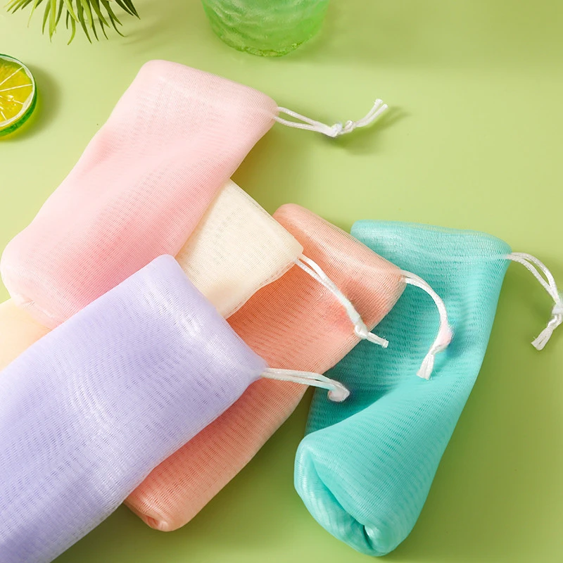 المحمولة نظيفة رغوة شبكة حقيبة الصابون رغوة شبكات للاستحمام غسل تنظيف فقاعة الرباط حقيبة اكسسوارات الحمام