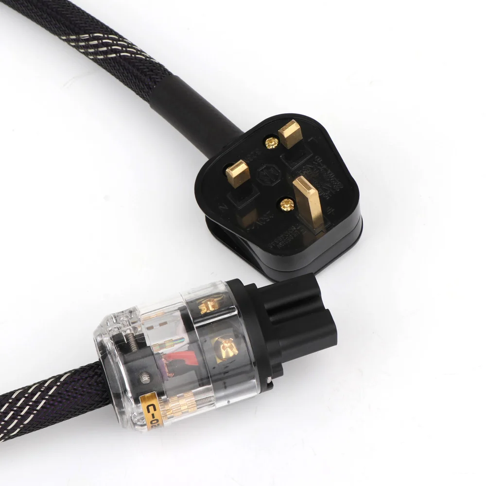 AC313 Hifi Audio OFC Power cable with Gold plated Schuko UK Power connector UK Plug power cable