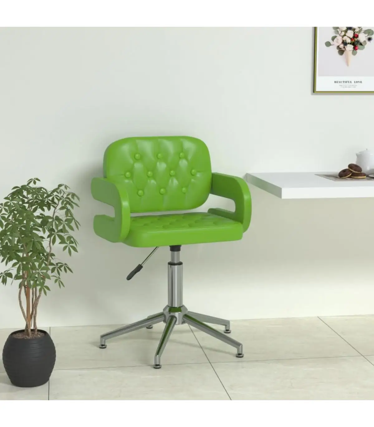 Green Synthetic Leather Swivel Dining Chair Dining Chair