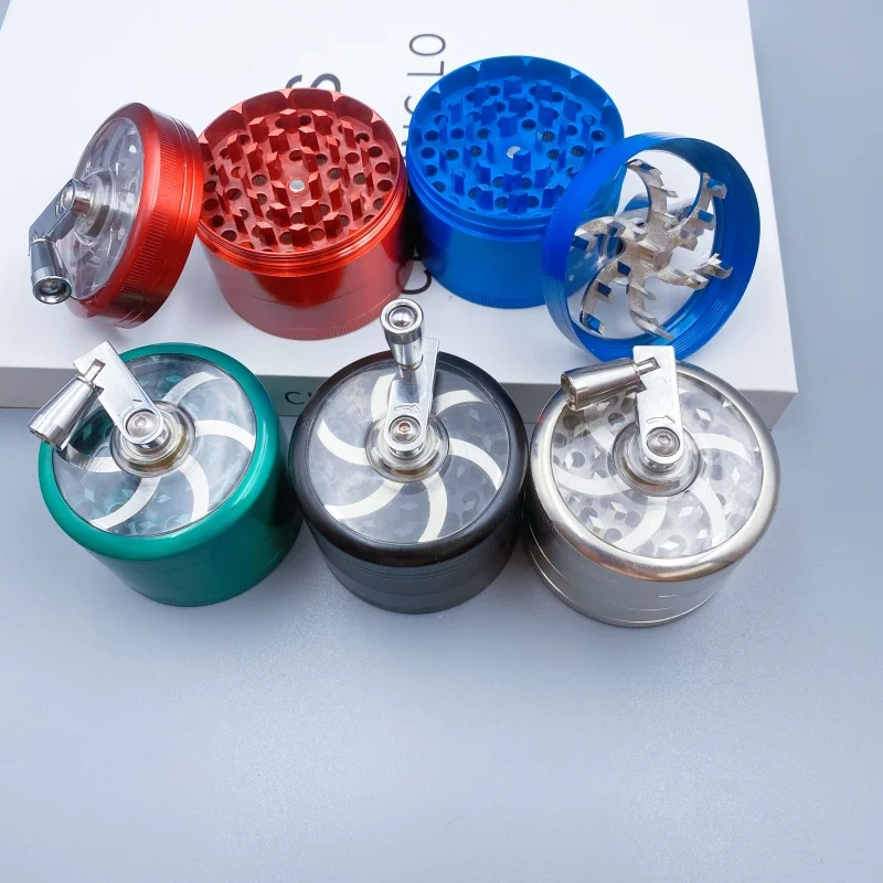 2.5inch/63mm Handle Herb Grinder Large 4-layer Manual Spice Mill Pepper Mortar Grass Tobacco Grinder Smoking Accessories