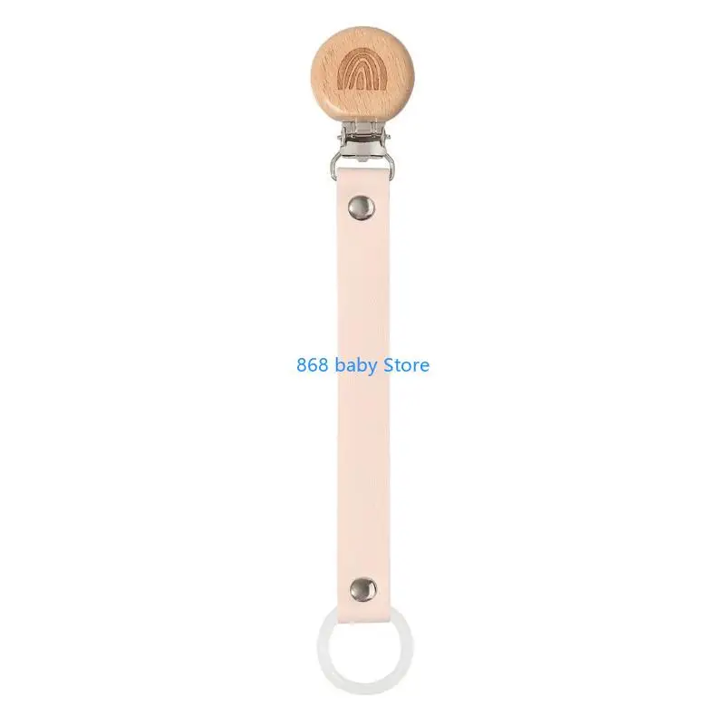 

29EE Elegant Nipple Leash Strap Pacifier Clips Teether Leather Chain Holder