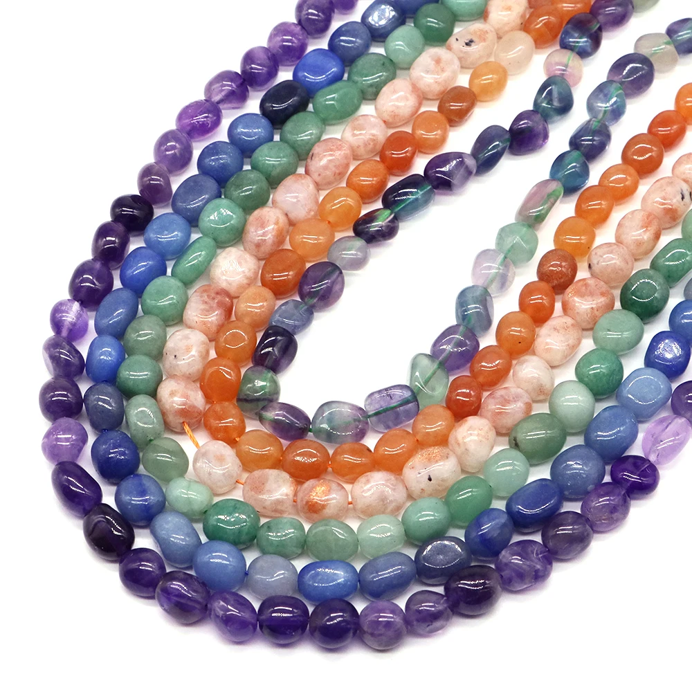 8–10 mm unregelmäßige Natursteinperlen aus Amethyst, Jade, Achat, Citrin, Amazonit, Quarz für die Schmuckherstellung, DIY-Armband, Ohrstecker – Detail 2