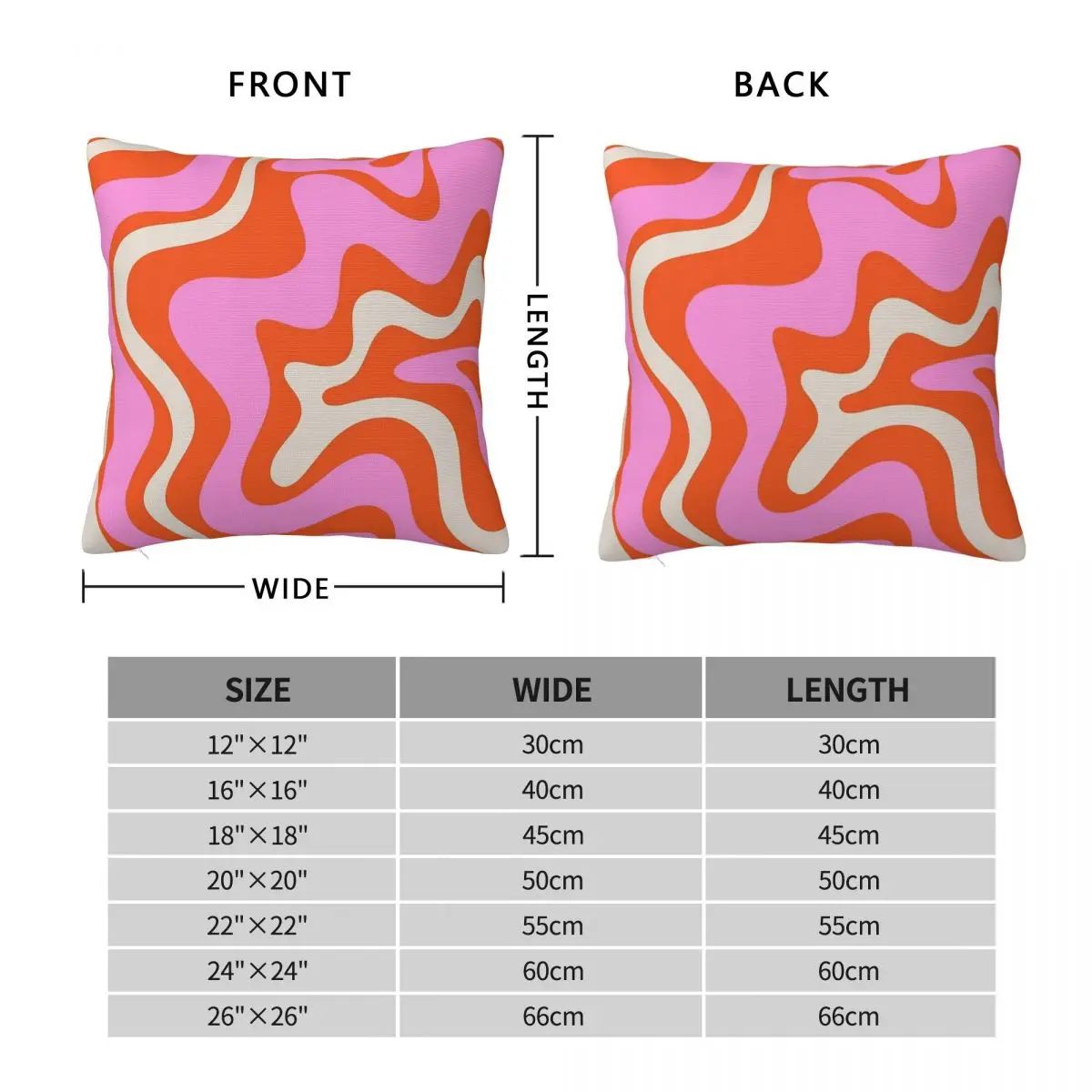 Retro Liquid Swirl Pink Bright Orange Square Pillowcase Polyester Linen Velvet Pattern Zip Decor Bed Cushion Cover 18