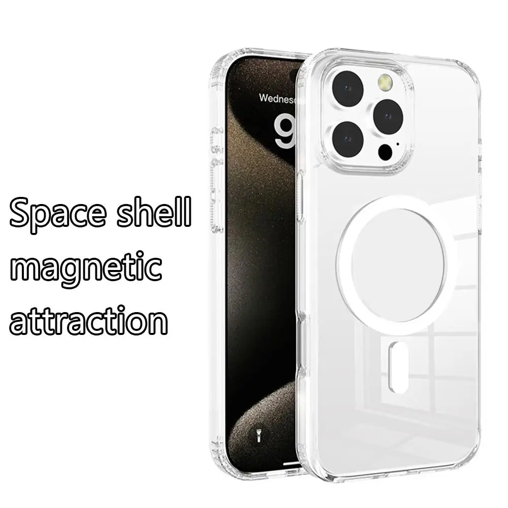 FOR IPhone16 16pro 16promax Mobile Phone Case Transparent Strong Magnetic Case Phone Case Transparent Powerful Magnetic Case