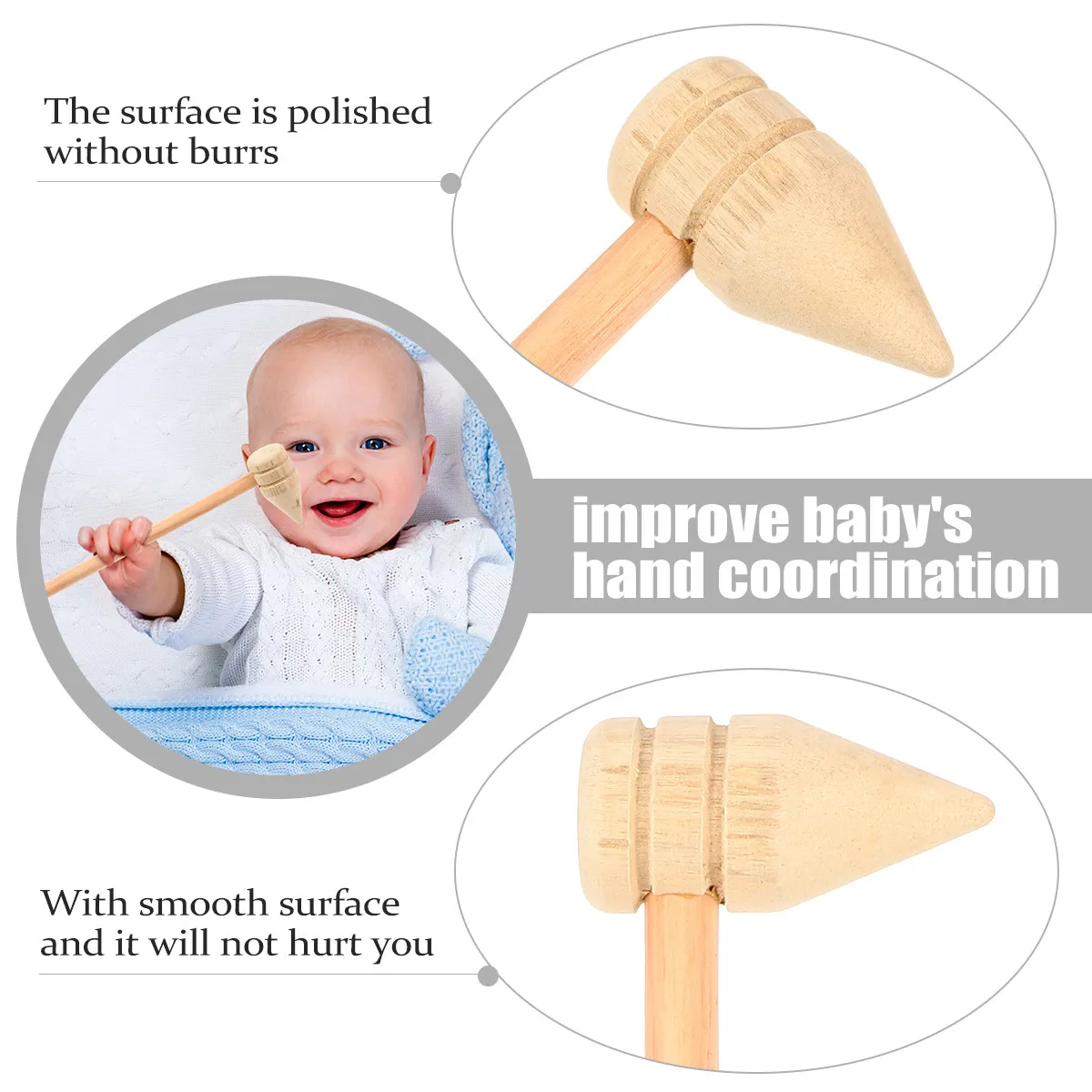 10Pcs Wooden Mallets Mini Size Lightweight Easy Grip Smooth Burrs Free Surface Ideal for Baking Decorating Crafting and Child