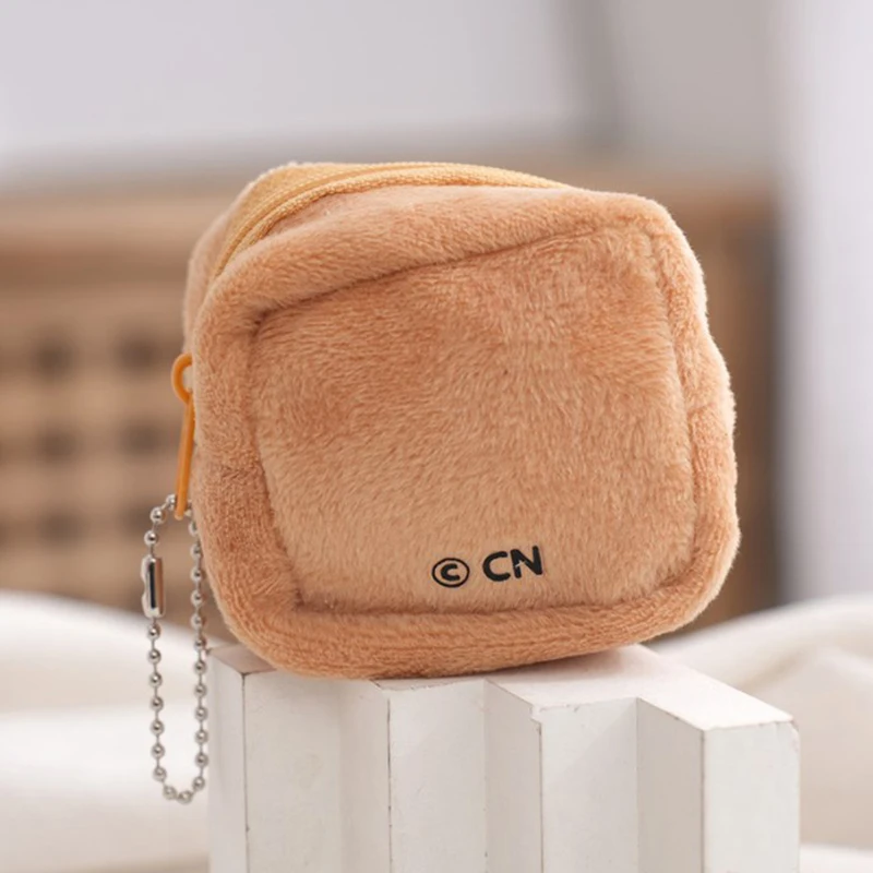 Women Coin Purse Cartoon Cute Plush Bear Coin Purse Zip Plush Three-dimensional Coin Purse Headphone Bag Wallet Key Holder