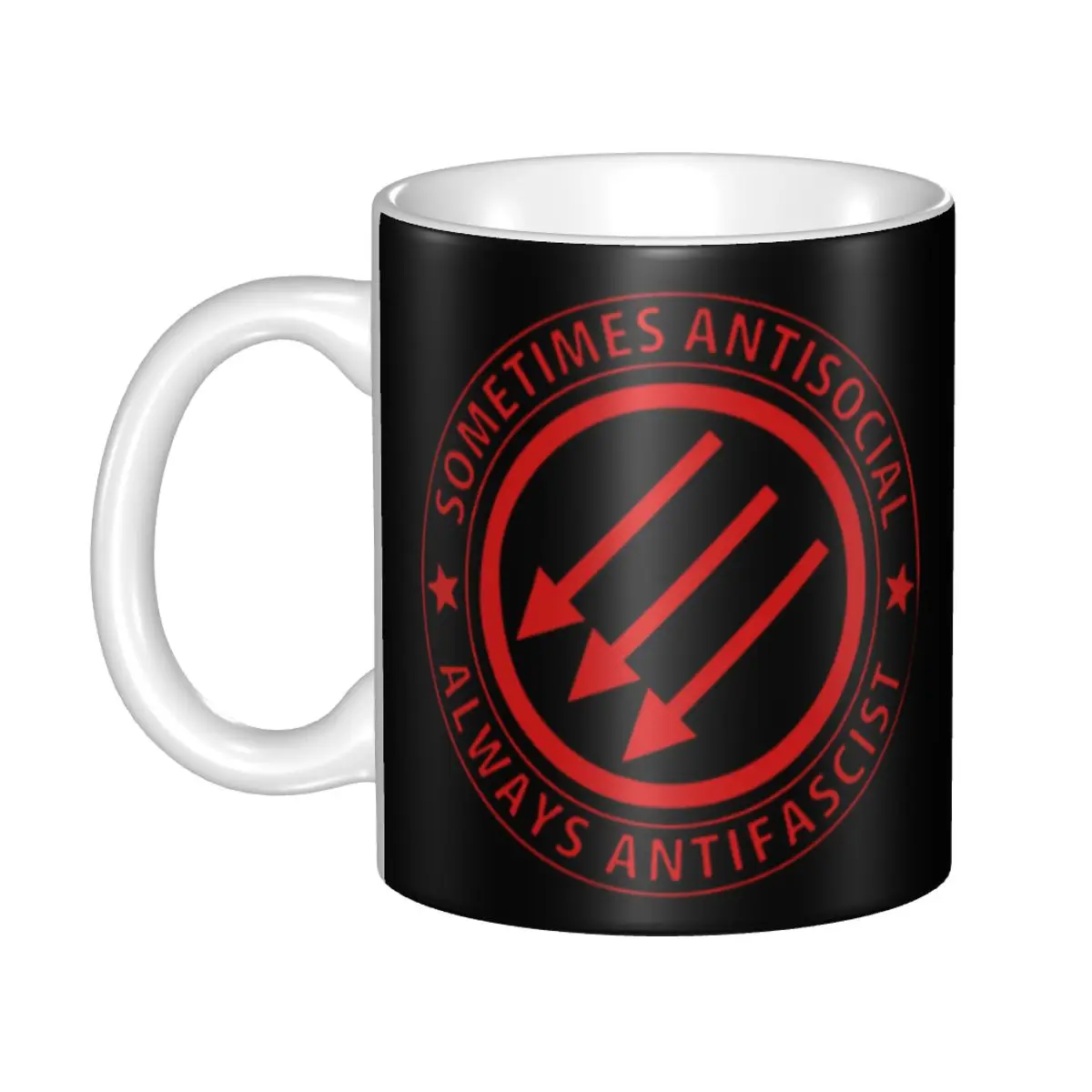 Three Arrows Anti Fascist Coffee Mug DIY Customized Ceramic Tea Milk Mug