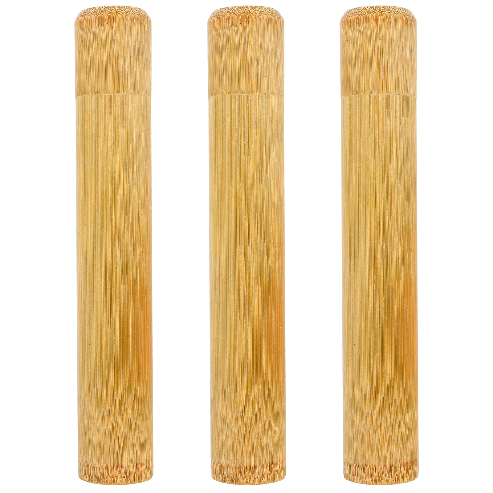 

3Pcs Bamboo Toothbrush Holders Compact Travel Case Light Brown Durable Container Bamboo Toothbrushes Holders Toothbrushes Case