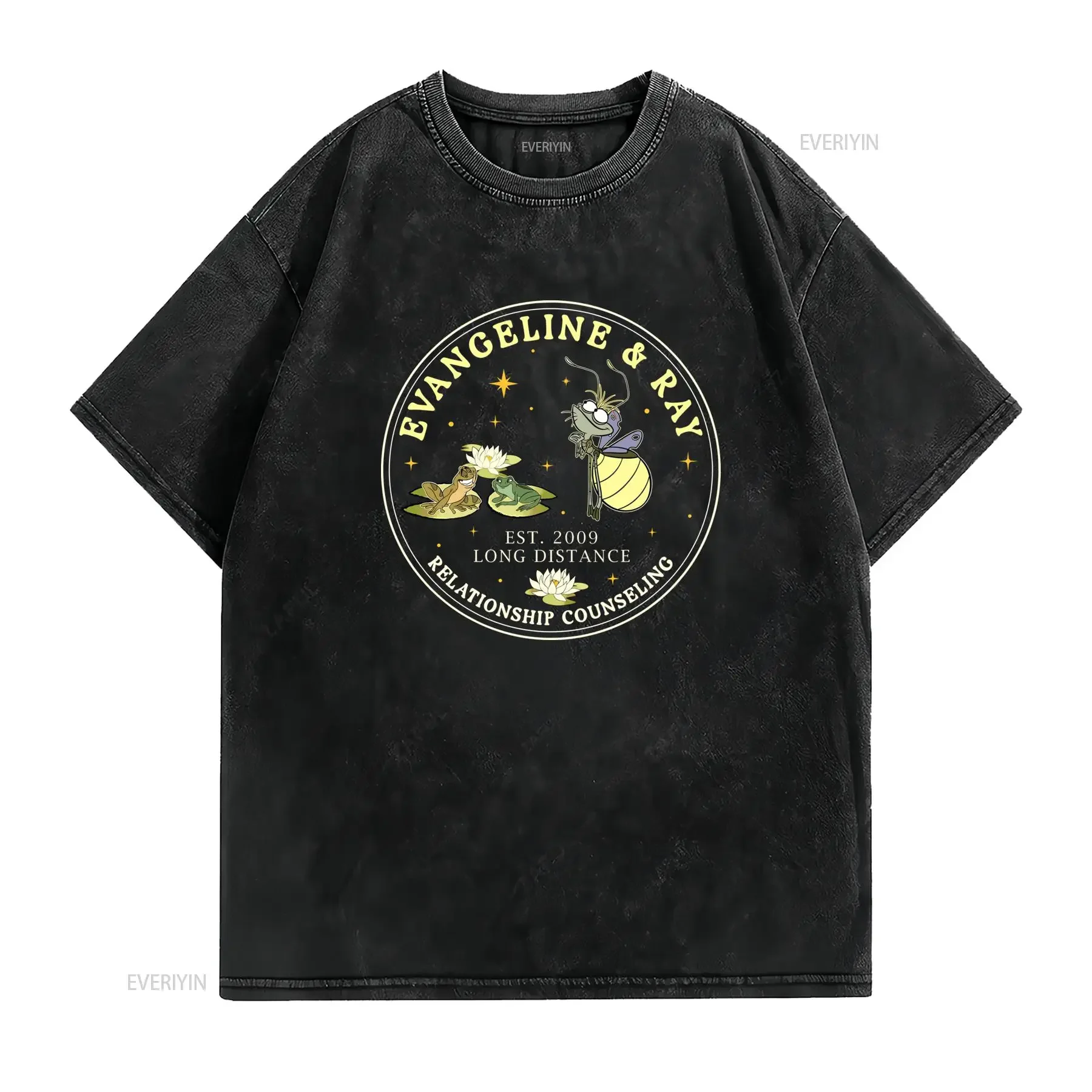 T shirt ensemble assorti Ray Firefly Evangeline Col rond décontracté tissu légèrement extensible coupe régulière vintage Unisex