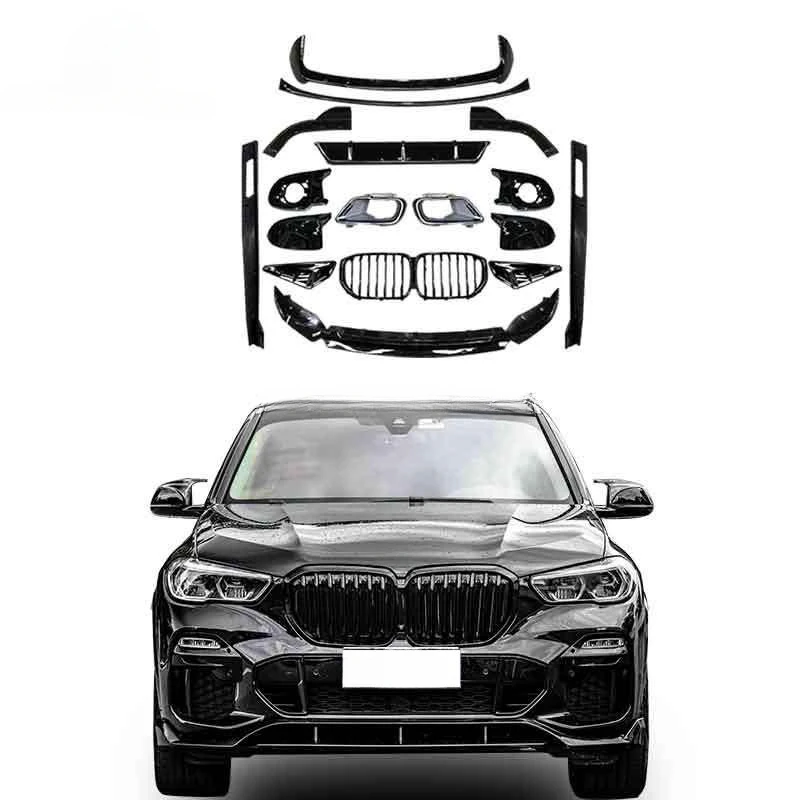 

G05 Black warrior kits For X5 G05 gloss black front lip rear diffuser side skirt Grill car mirror spoiler