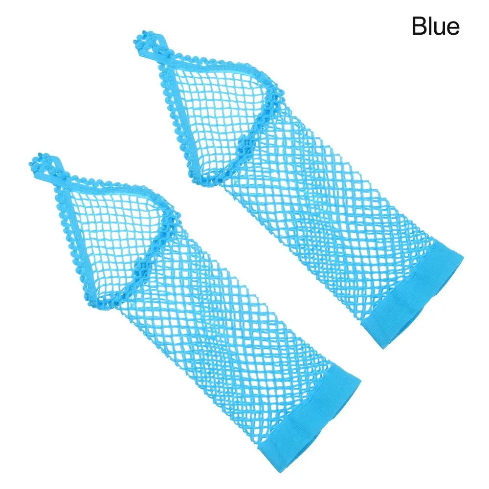 Party Girl Net Breathable Solid Lace Mittens Fingeless Gloves Mesh Fishnet Gloves Long Gloves