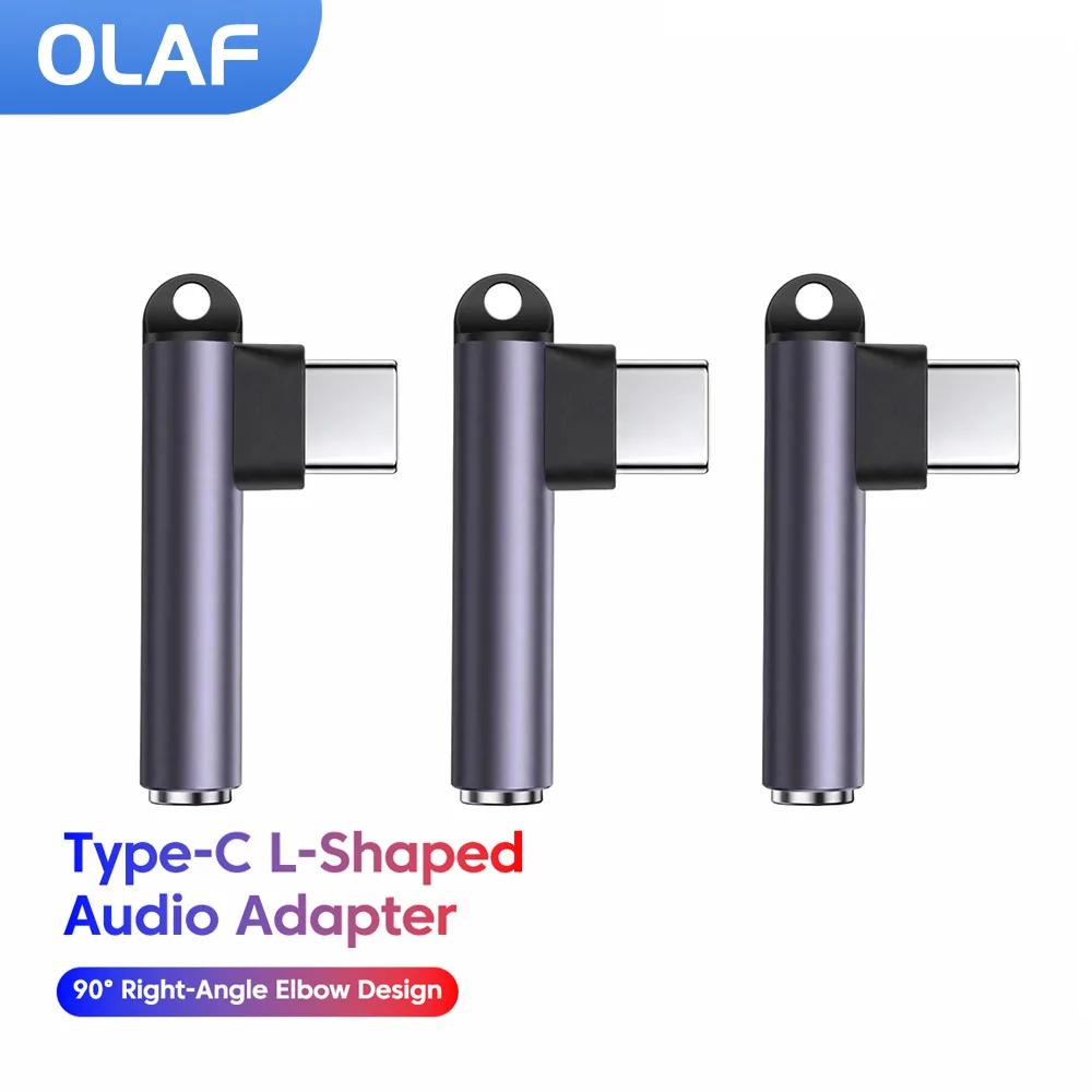 L-Shaped Type C Audio Adapter Elbow Type C Male To 3.5MM Female Headphone Converter for iphone 15 16 17 Samsung Phone Connector