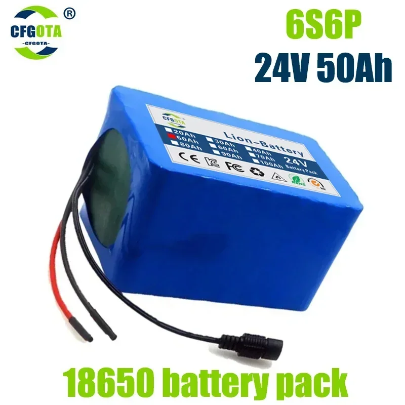 

24V 50Ah 18650 Large-Capacity Battery Pack 6S6P 25.2V E-Bike Scooter Wheelchair Four-Wheeler Lithium Battery Pack BMS+ Charger