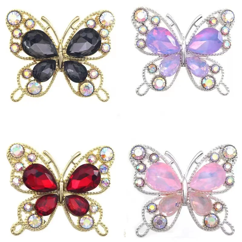 New 33 * 40mm Gold Metal Alloy Butterfly Decoration With Multi Color Atmosphere DIY Handicraft Gift Box Accessories