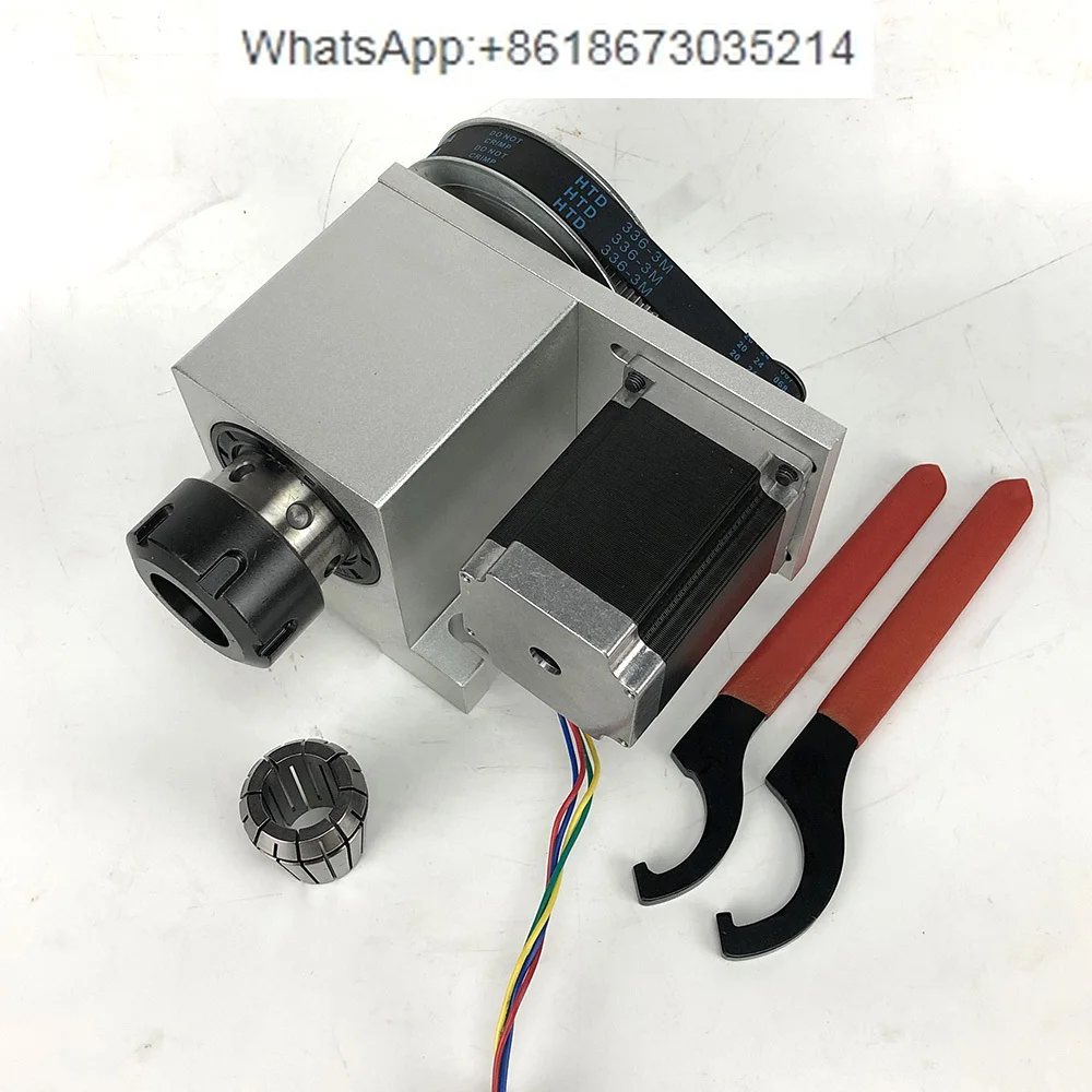 Pulley Drive CNC Rotary Axis ER32 Collet Chuck 4th A Axis Center Height 65MM CNC Engraving Machine Woodworking Tools