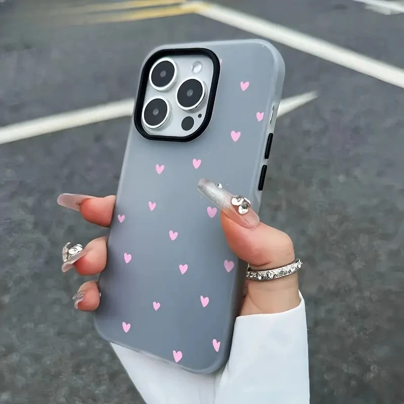 Small Fresh Pink Heart Jelly Color Phone Case For iPhone 18 17 16 11 12 13 14 15 Pro Max Air Cases For iPhone 16 15 Plus Cover