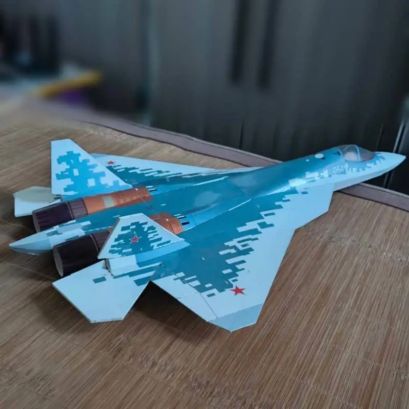 Sukhoi Su-57 Desktop Decoration Assembled Fixed-Wing Rc Airplane Dual 30-Inlet Model Realistic Aircraft Tabletop Ornament