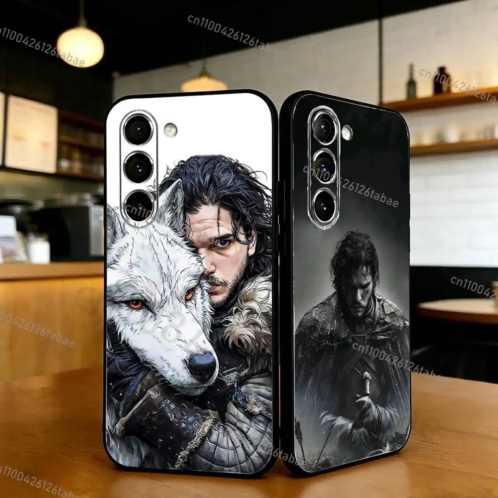 

INS J-JonS S-Snow Phone Case For Samsung S20,21,22,23,24,25,26 plus,ultra Lite Black Silicone Cover