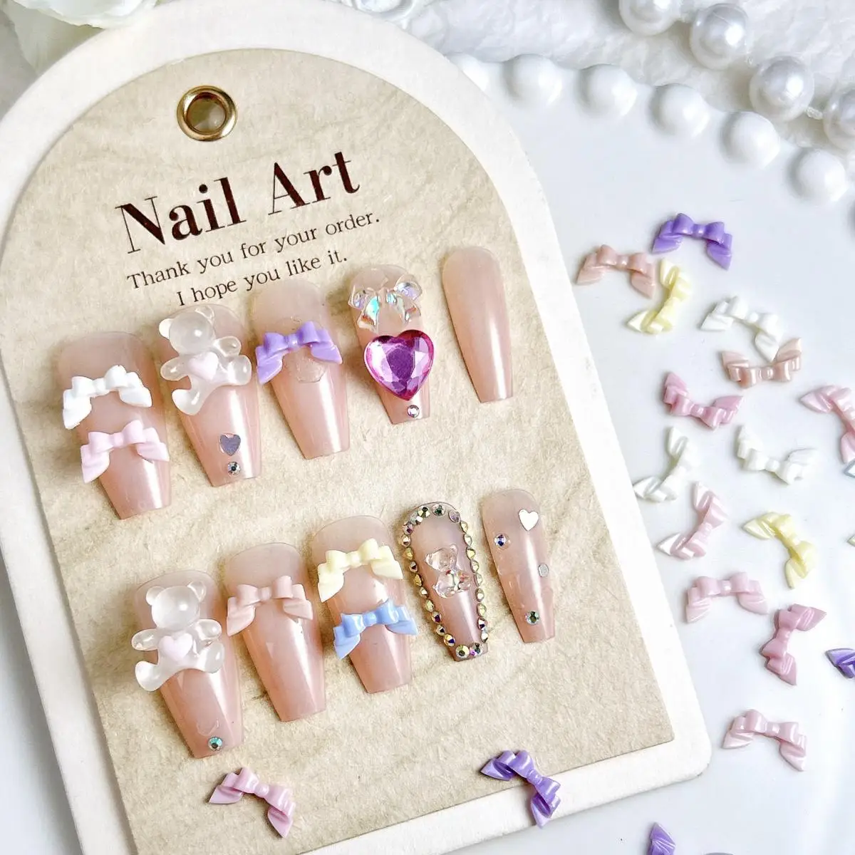 3DレジンマカロンカラーフォールディングボウネイルアートデコレーションスイートソフトリボンボウネイルチャームアクセサリーマニキュアDIY用