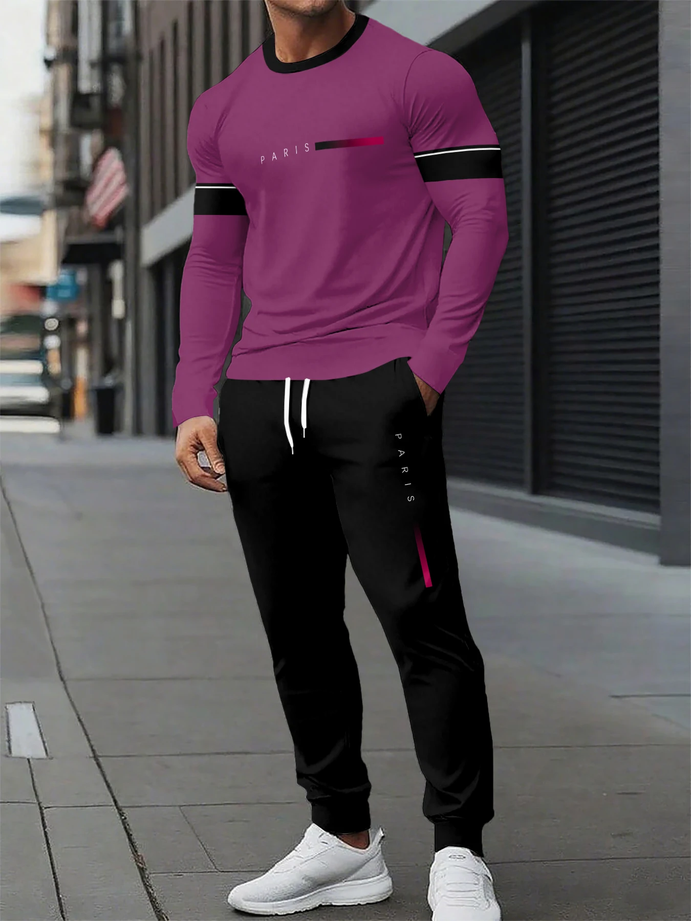 

Autumn and Winter Men Set 3D Printed Long Sleeve 2-piece Set Sports Set Fashion Long Sleeve Set Quick Drying Outdoor Set