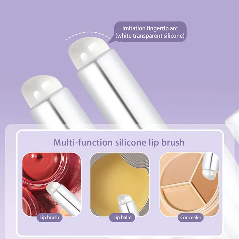 Silikonowy pędzel do ust z plastikowym uchwytem Przenośny aplikator balsamu do ust z nakrętką Idealne prezenty świąteczne
