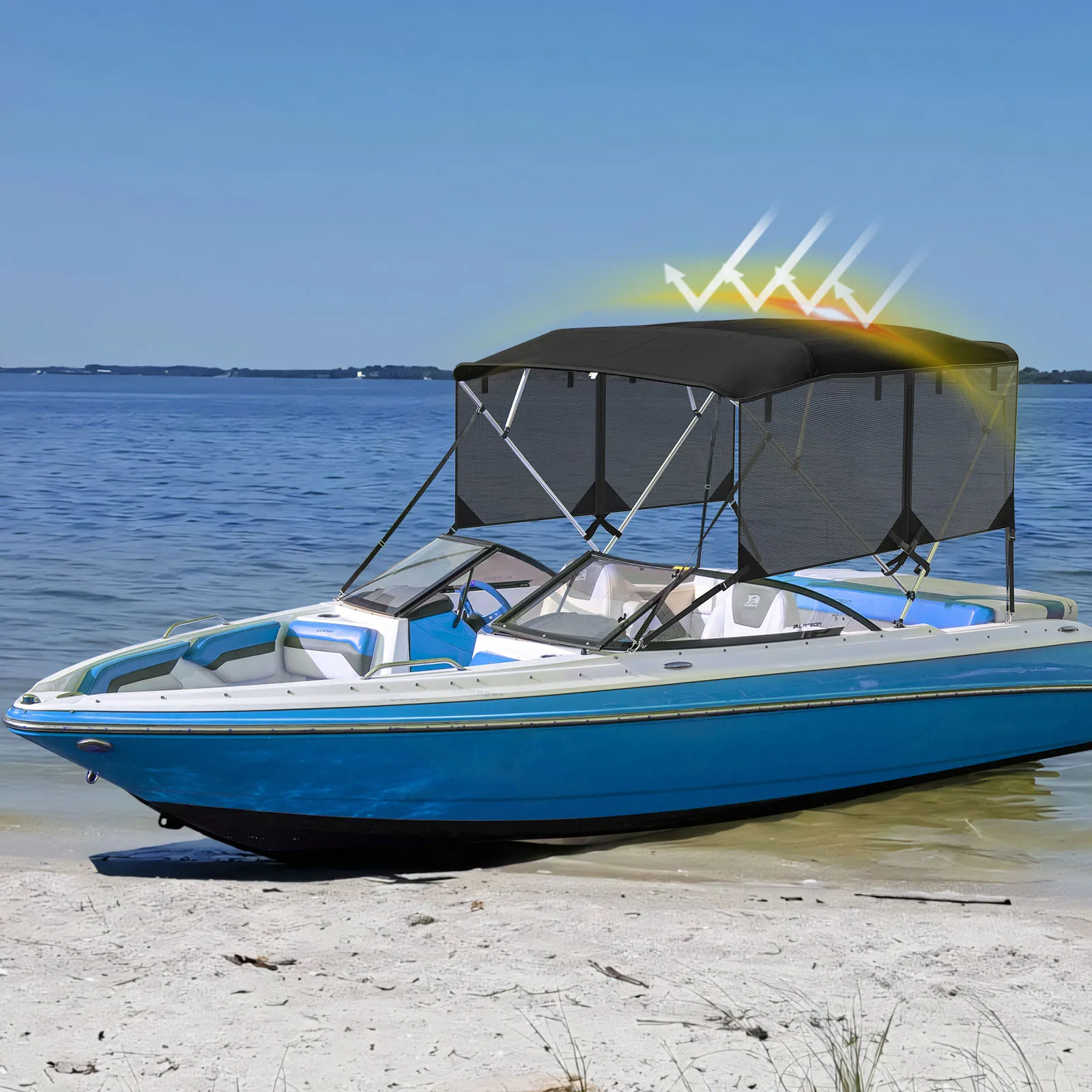 High Quality 600D Aluminum Boat Canopy Bimini Top 3 Bow 54