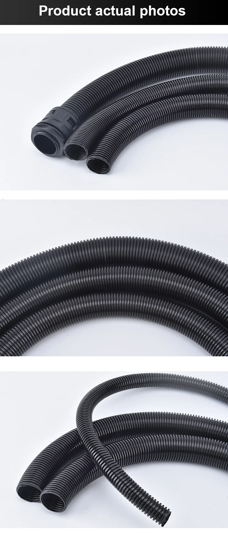 1/5/10 m Kunststoff-Wellrohr, 7–54,5 mm, flammhemmender PE-Schlauch, Kabeldrahtschutz, schwarze Hülse, Rohr, Kabelbaum – Detail 8